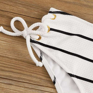 Striped High Waist Bikini Set